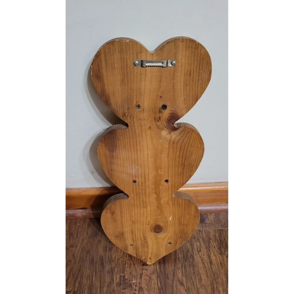 Vintage 3 Tier Wooden Heart Shaped Wall Shelf Cottagecore 20.5